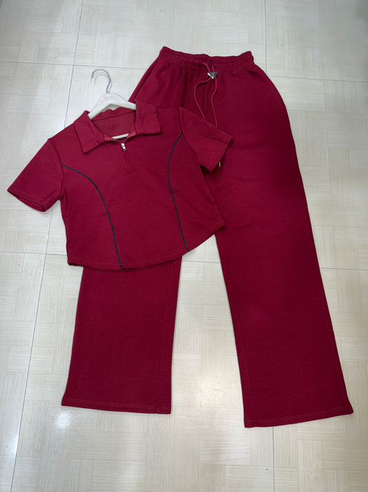 Half Zipper Relaxed Fit Co-ord Set