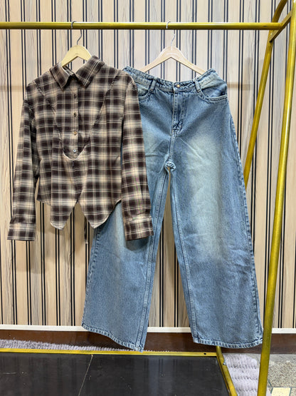 Viral Fitted Check Shirts With Jeans Combo