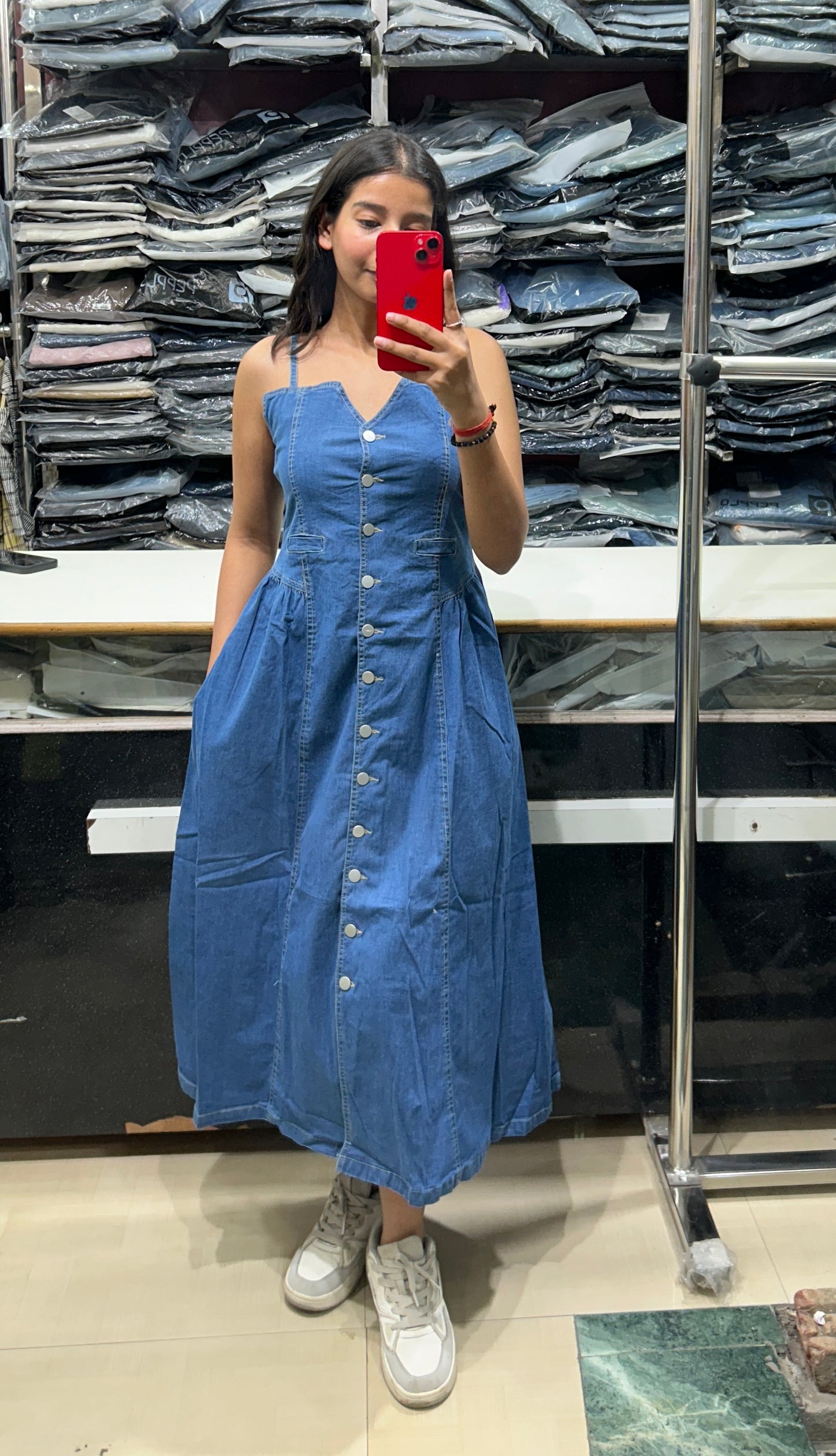 Women’s Long Button-Up Denim Dress | Casual Denim Dress