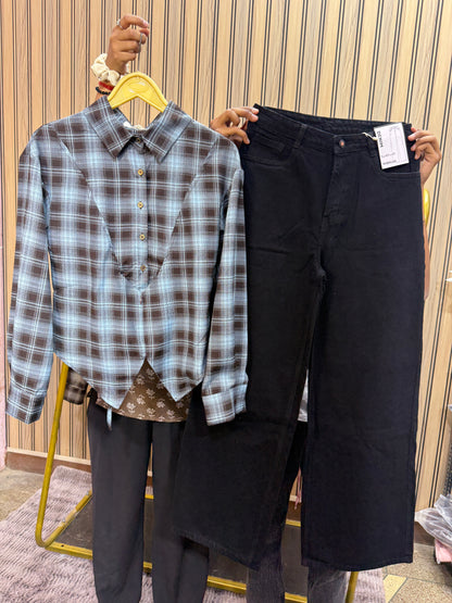 Viral Fitted Check Shirts With Jeans Combo