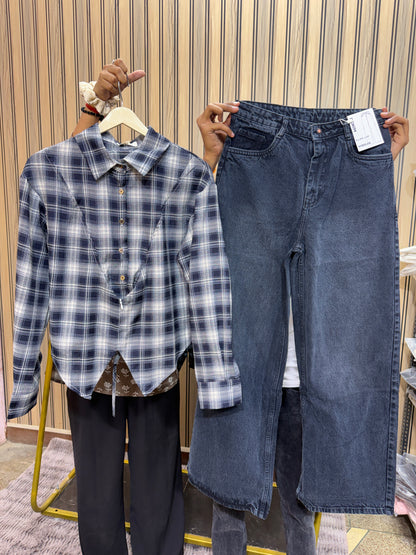 Viral Fitted Check Shirts With Jeans Combo