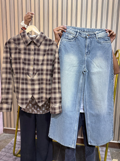 Viral Fitted Check Shirts With Jeans Combo