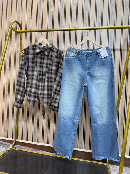 Viral Fitted Check Shirts With Jeans Combo