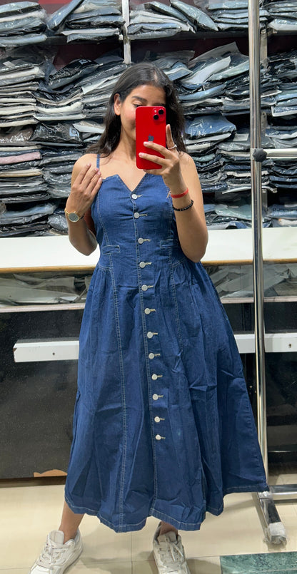 Women’s Long Button-Up Denim Dress | Casual Denim Dress