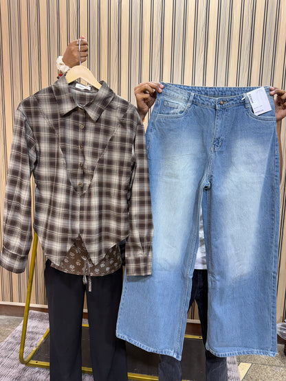 Viral Fitted Check Shirts With Jeans Combo