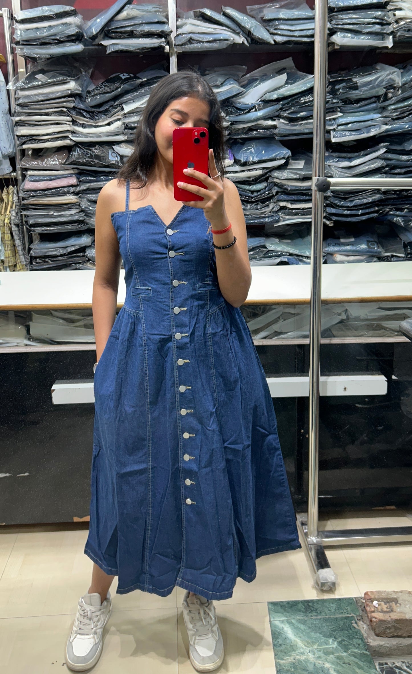 Women’s Long Button-Up Denim Dress | Casual Denim Dress