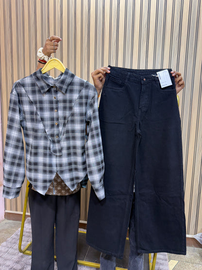 Viral Fitted Check Shirts With Jeans Combo