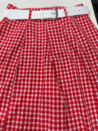 Korean Imported Check Wide Leg Pants with Belt