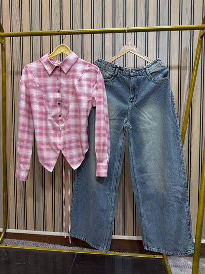 Viral Fitted Check Shirts With Jeans Combo