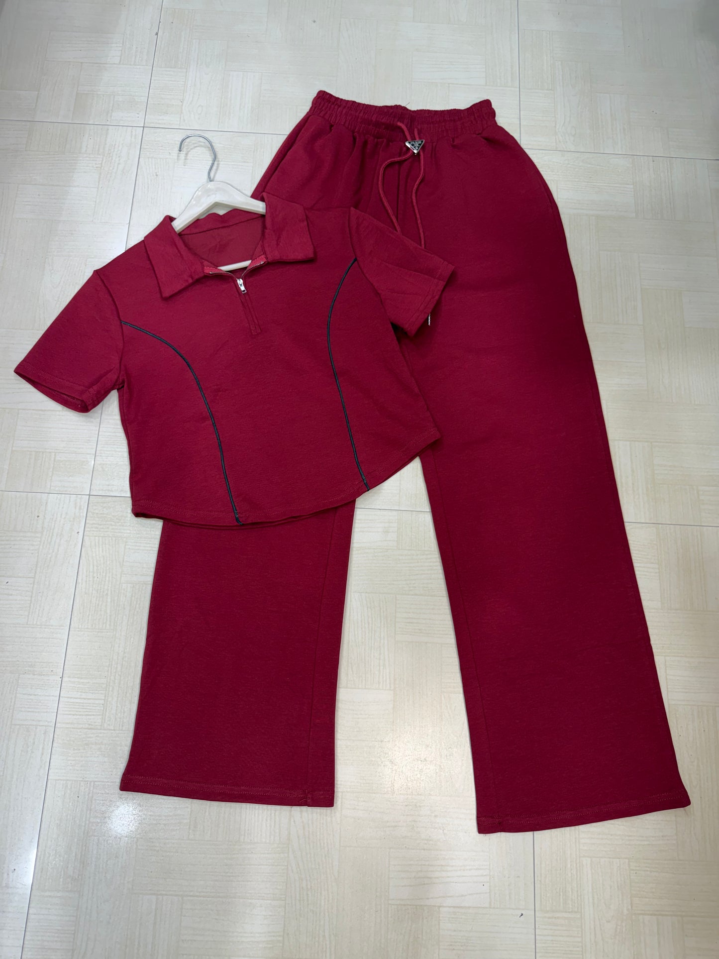 Half Zipper Relaxed Fit Co-ord Set