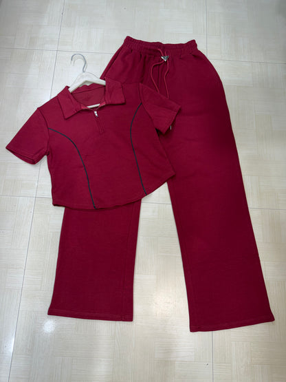 Half Zipper Relaxed Fit Co-ord Set