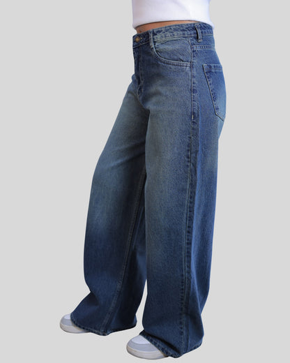 High-Waisted Wide Lunar/Twilight Tint Denim Jeans