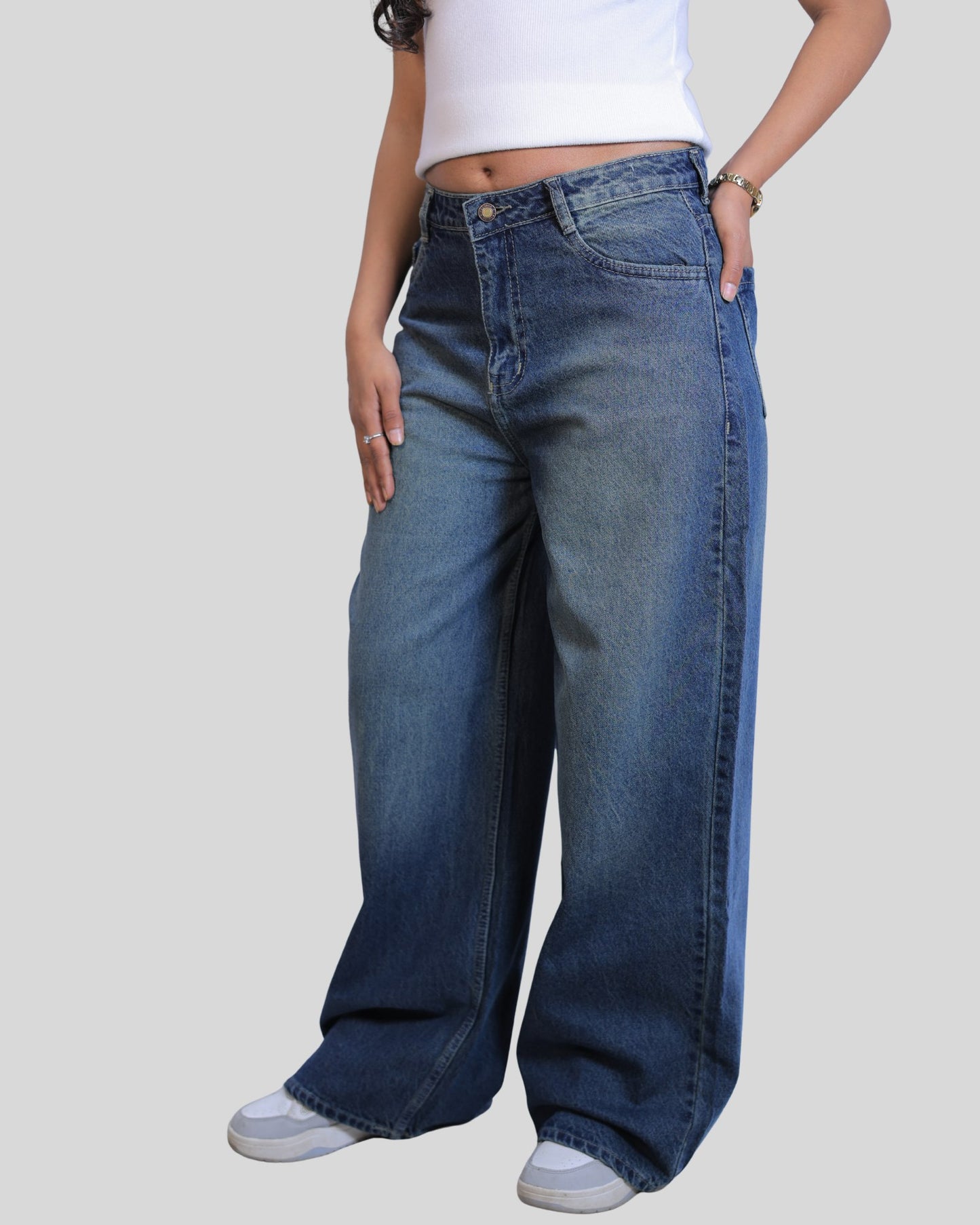 High-Waisted Wide Lunar/Twilight Tint Denim Jeans