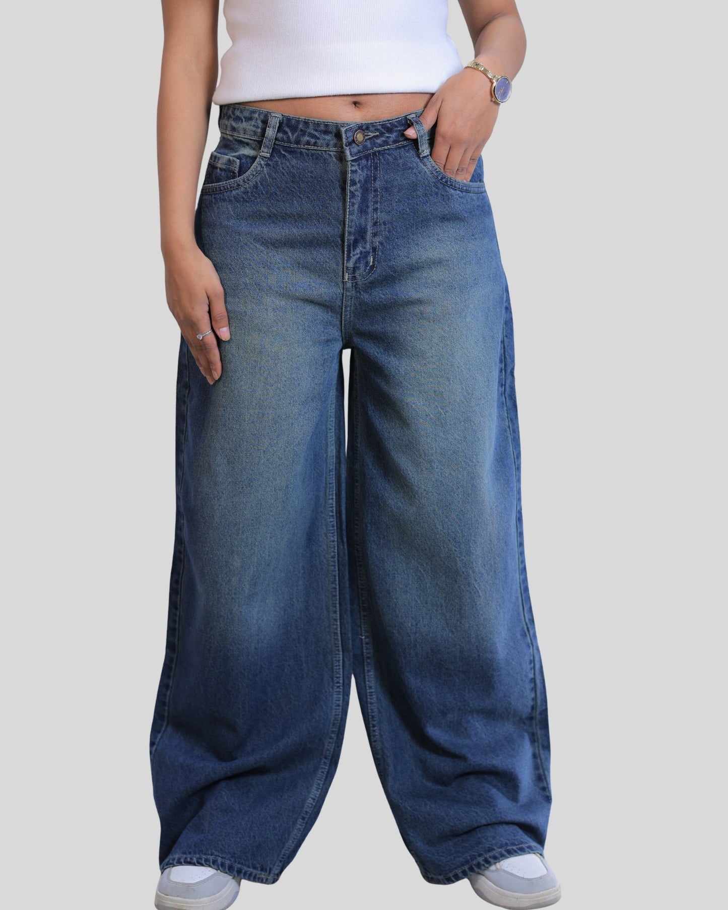 High-Waisted Wide Lunar/Twilight Tint Denim Jeans