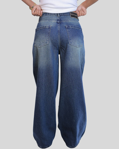 High-Waisted Wide Lunar/Twilight Tint Denim Jeans