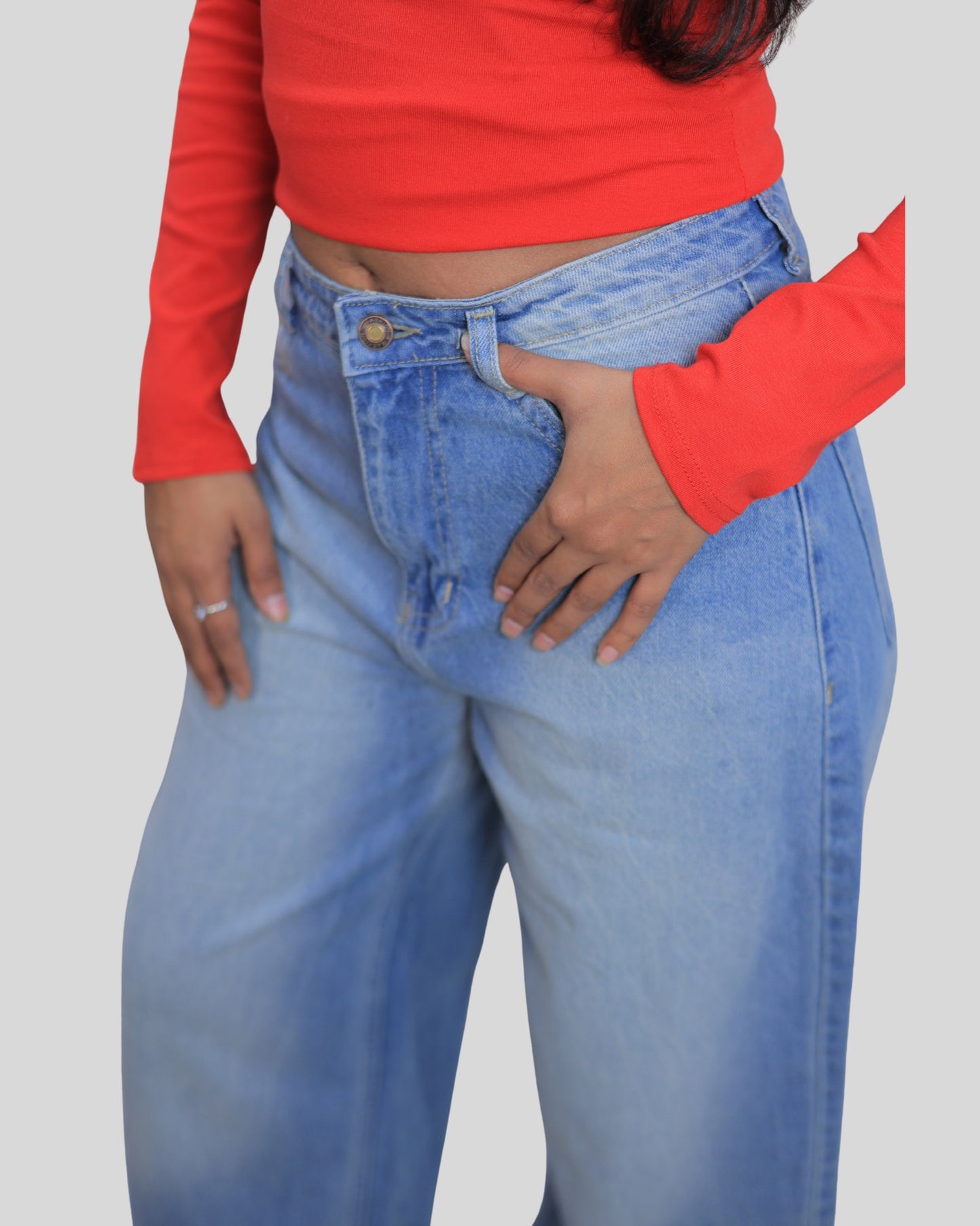 High-Waisted Wide Leg Soft Tint Denim Jeans