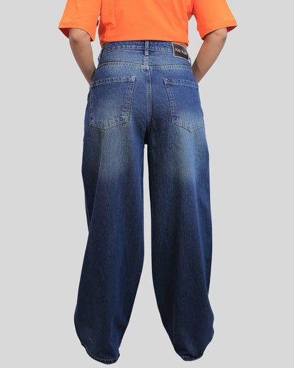 High-Waisted Knight Tint Wide Leg Denim Jeans