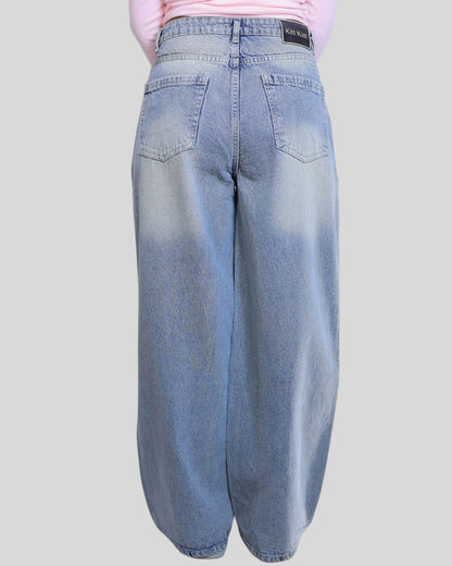 High-Waisted Wide Leg Ash/Smoke Tint Denim Jeans