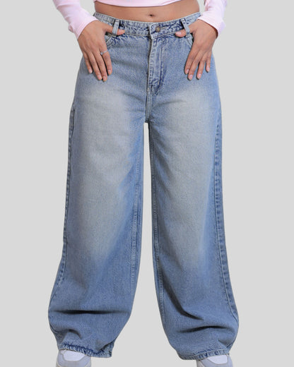 High-Waisted Wide Leg Ash/Smoke Tint Denim Jeans