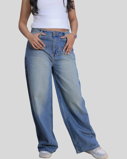 High-Waisted Wide Leg Airy Tint Denim Jeans