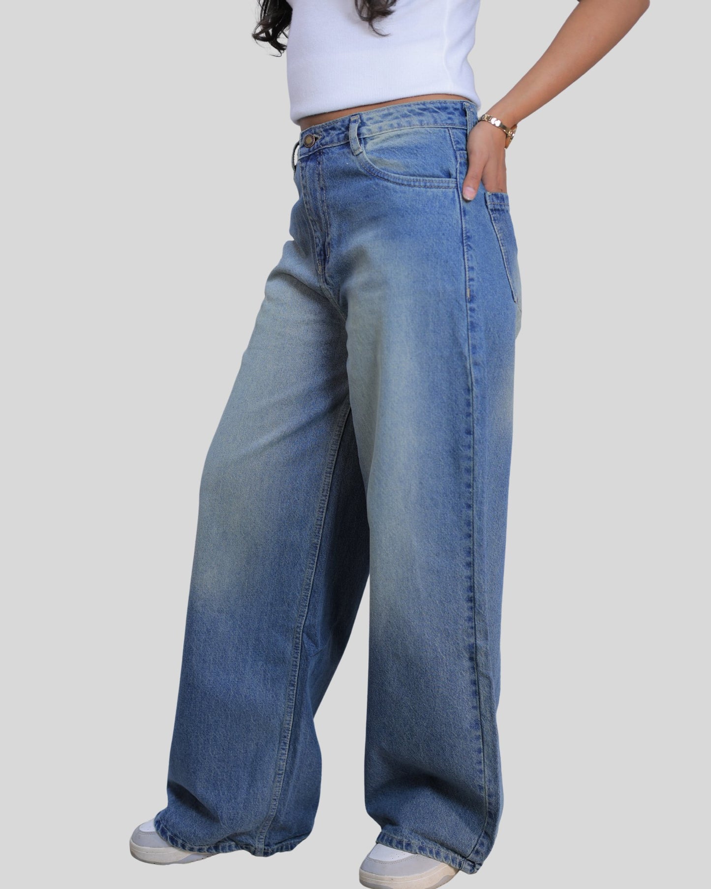 High-Waisted Wide Leg Airy Tint Denim Jeans