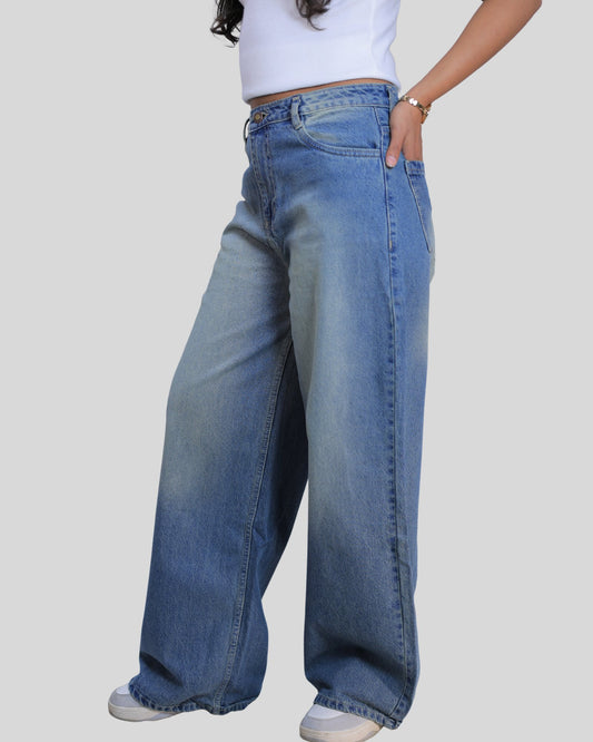 High-Waisted Wide Leg Airy Tint Denim Jeans